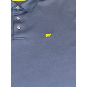 Polo Shirt Mens XL Jack Nicklaus Golf Navy Blue Yellow Bear Logo Short Sleeve